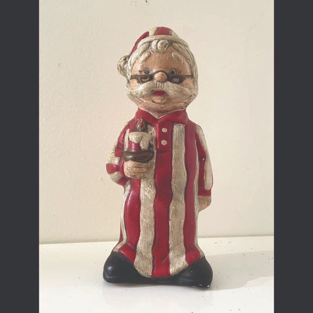 Vintage Ceramic Santa in Pajamas – Handmade 7" Holiday Figurine